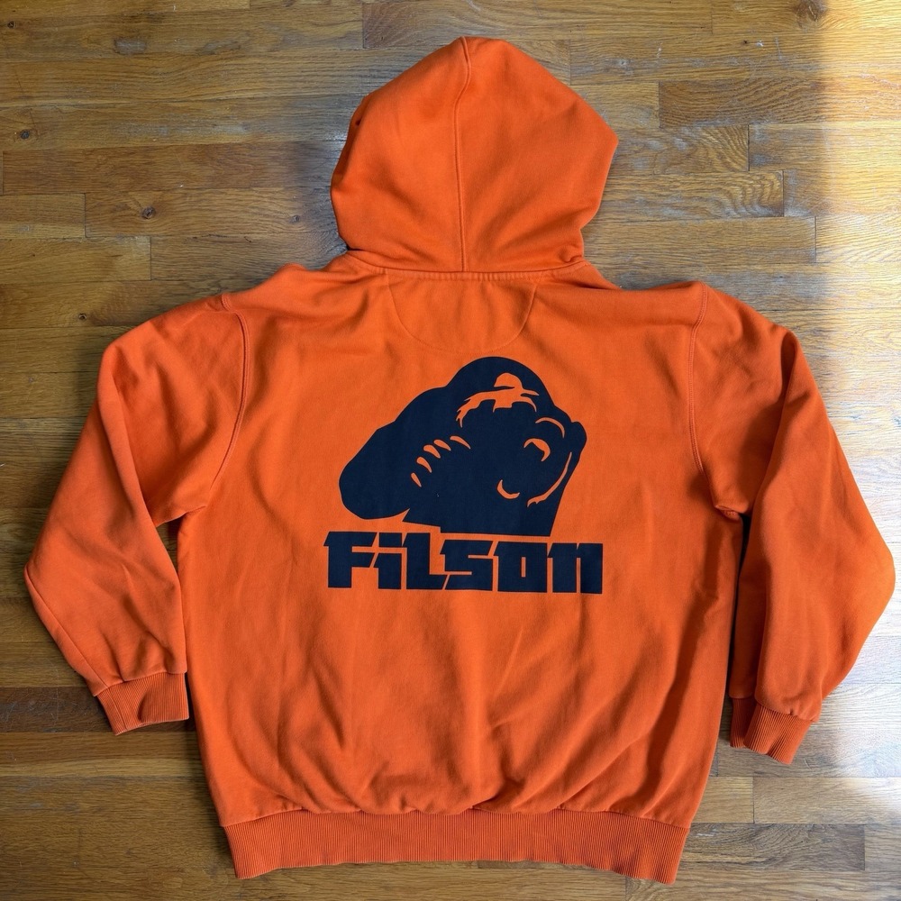 Filson Prospector Hoodie Flame Orange Grizzly Hooded Heavyweight Sweatshirt XXL